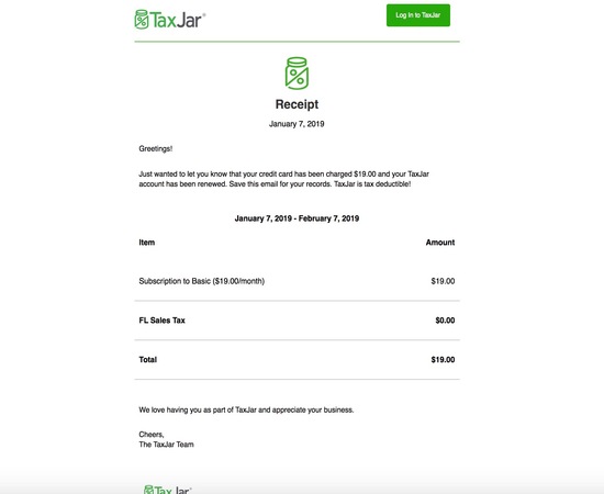 TaxJar Email